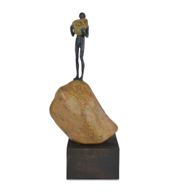 Currey Man on Rock Sculpture 1200-0910
