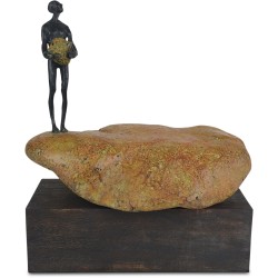 Currey Man on Rock Sculpture 1200-0911